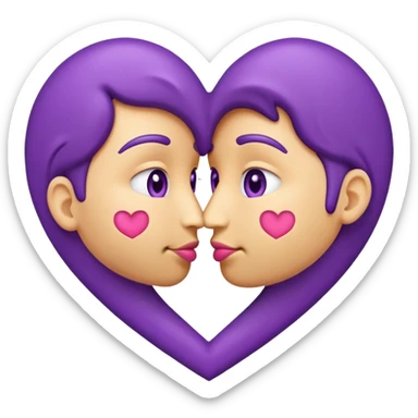 kissing emoji but a purple heart instead of red sticker