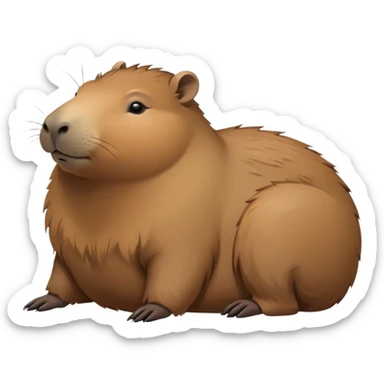 cinematic-Sleeping capybara-realistic-full-body-sleping-emoji,-plump-and-relaxed-body-soaking-in-the-warm-sun,-short-brown-fur-slightly-ruffled,-head-tilted-dramatically,-calm-expressive-eyes-exuding-serene-wisdom,-simplified-yet-realistic sticker