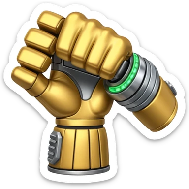 a sci fi themed fist punching in to the side with wires and tech detailing sticker