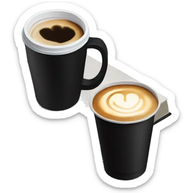 Black paper cup of coffee on the table and a black book sticker