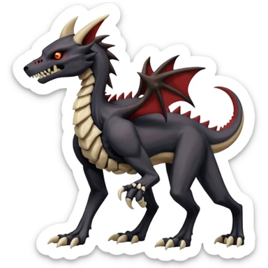 Skeletal Cubone-Salandit-Marowak-Zoroark-Anubis-Wendigo-Fakémon-hybrid-creature (full body), 4 legs sticker