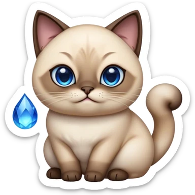 Cinematic Cute Chubby Siamese Cat Portrait Emoji, Round and plump body, soft cream-colored fur with rich dark points on the ears, face, paws, and tail, big, sparkling sapphire-blue eyes, Simplified yet irresistibly adorable features, highly detailed, glowing with a warm, cozy glow, high shine, curious yet calm, stylized with a touch of whimsy, bright and endearing, soft glowing outline, capturing the essence of a mischievous yet lazy and loveable kitty, so cuddly it feels like it could waddle right out of the screen for a snuggle! sticker