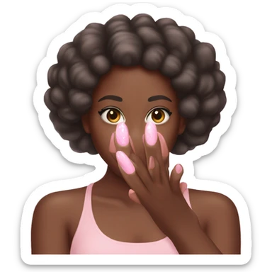 black girl hand with light pink nails  sticker