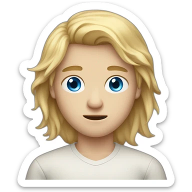 Frowning blue-eyed teen-ager boy with long blond hair sticker