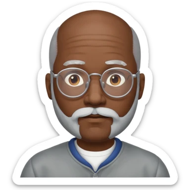 bald headed silver beard black man glasses sticker