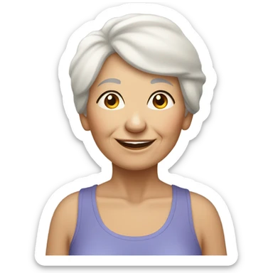 Light skin Grandma with short hair doing yoga sticker
