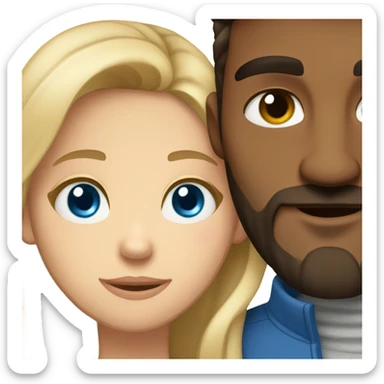 A girl with brown eyes hugs a bearded blue-eyed man with blond hair sticker
