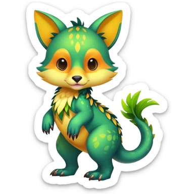 Colorful dark tropical exotic cute cool beautiful shiny beautiful fantasy-caracal-civet-genet-sergal-vernid-serval-Gryphon-Cacomistle-Trico-oncilla-animal-Fakémon-hybrid-fursona (full body) sticker
