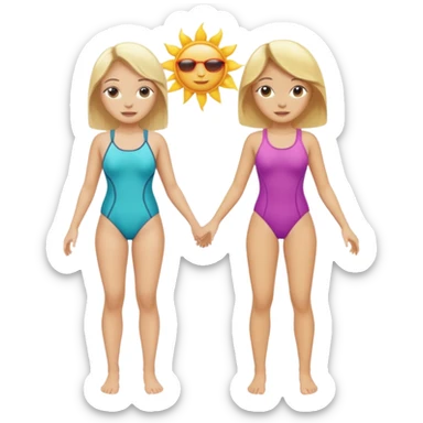 2 women light skin blonde hair with swinsuit fuul body sticker