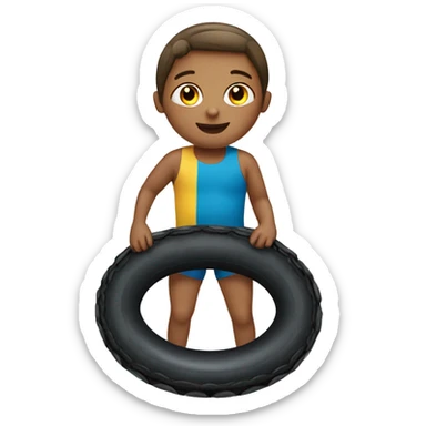 a children with swimming tire sticker