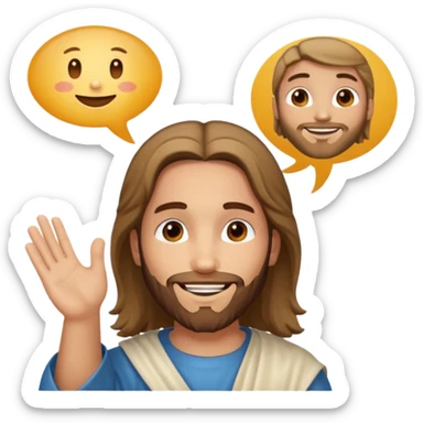 jesus sonrie y una burbuja de dialogo dice gracias por tu compra sticker