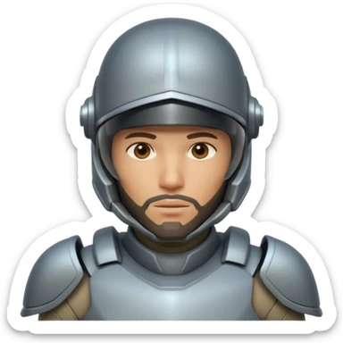 futuristic armored soldier human portrait, head and shoulders only, tan skin, short beard, helmet visor, sci-fi armor details, 3D cartoon, mobile game icon style, clean background, no text, no watermark

 sticker
