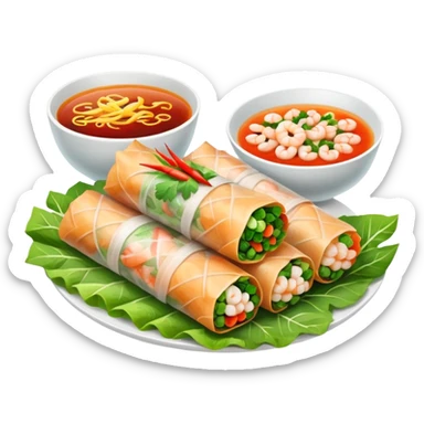 Vietnamese spring roll with shrimp, make it closed/fully wrapped sticker