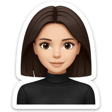 Victoria Beckham with dark brown hair, black outfit sticker