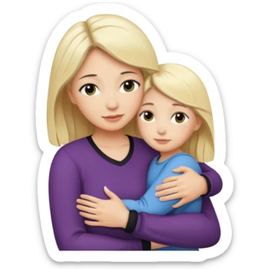 mom blond hair and daughter hair black to hug sticker