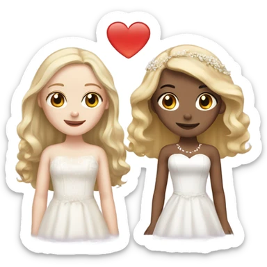 pale girl with brown hair marrying blonde girl sticker