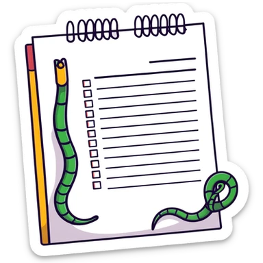 long curling to-do list paper looping up and down like a snake with tiny checkboxes fading into distance sticker