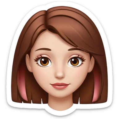girl with fair skin, brown hair with a few rose gold highlights, and brown eyes, winking sticker