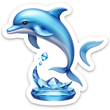 Transparent crystal dolphin figurine sticker