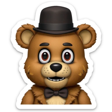 Freddy Fazbear with black and tiny hat from Five Nights At Freddy's Movie sticker