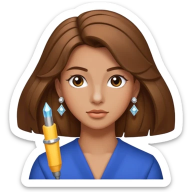 Guy with a blowout taper brown hair Italian teen earrings diamond  sticker