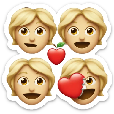 Red heart emoji combined with apple emoji with a bite taken out sticker