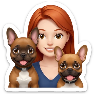 Redhead girl with french bulldog and belgian malinua sticker