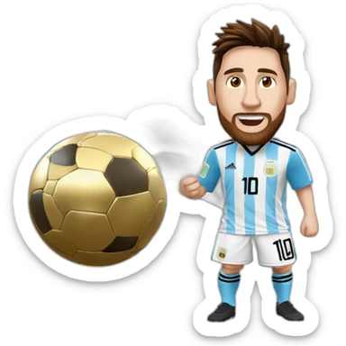 messi levantando la copa del mundo con la camiseta de argentina y la medalla sticker