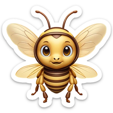 Cinematic Cute Hornet Portrait Emoji, Head tilted playfully and inquisitively, featuring a compact, delicately striped body with adorable, round eyes and subtly detailed wings, Simplified yet irresistibly adorable features, highly detailed, glowing with a warm, inviting glow, high shine, affectionate and lively, stylized with a touch of whimsical insect charm, soft glowing outline, capturing the essence of a mischievous yet endearing hornet that seems as if it could buzz out of the screen into your arms! sticker