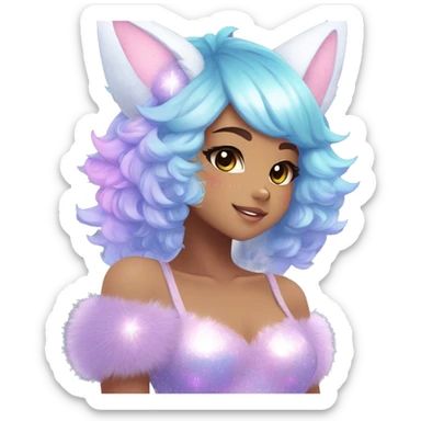 Anthro Petite Shiny Colorful Pastel Glitter Sparkle Stars Gradient Anime Chibi Animal-Fakémon-Pokémon-Hybrid Fur Sona Aesthetic Trending Style Full Body sticker