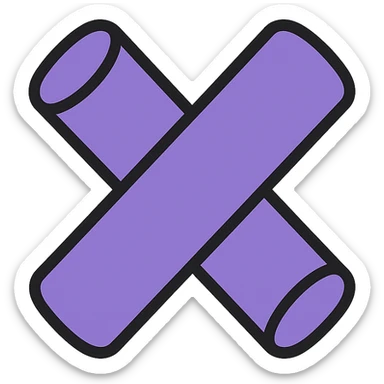 X made of two purple pool noodles, playful and clear sticker