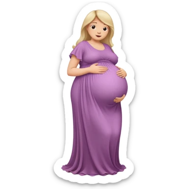 very heavily pregnant overdue woman with very large belly sticker