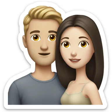 brunette, pale skinned Couple kissing  sticker