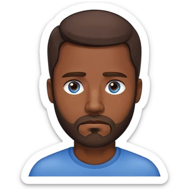 "- Nam
- 40 tuổi
- Da đen
- Tóc nâu hạt dẻ 
- Mắt xanh nước biển, có râu
- Mặt buồn
" sticker