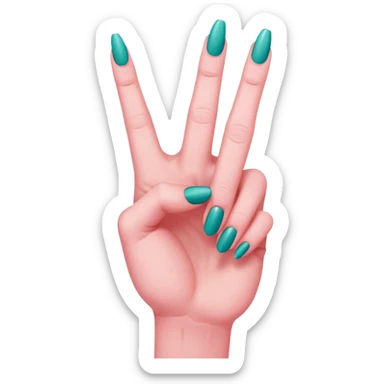 Pink middle finger with a longe teal nail  sticker
