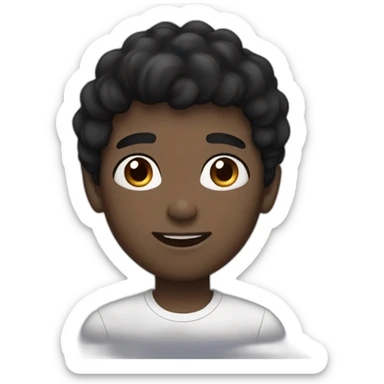Black hair boy with white skin talking with brown eyes sticker