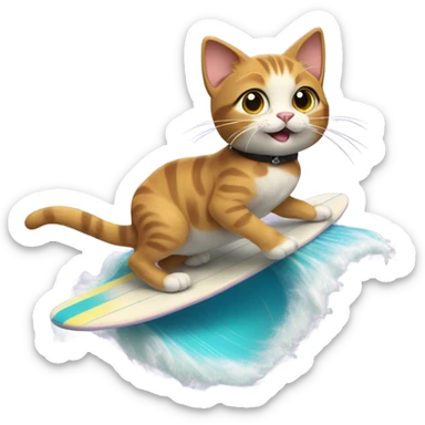 CAT surving on a Wave  sticker