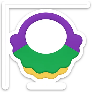 Simplify the Mardi Gras collar to basic purple, green, and gold ruffles in an emoji style. Keep the transparent background. sticker