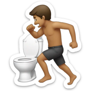 a man touch his butt and run to the toilet sticker