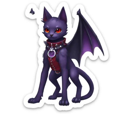 cool edgy black punk purple red ethereal fantasy nargacuga-bat-cat-Fakemon collar harness full body sticker