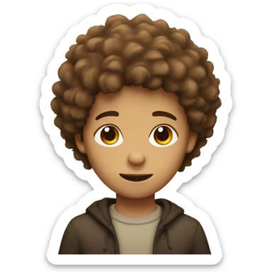Boy with brown fluffy hair sticker