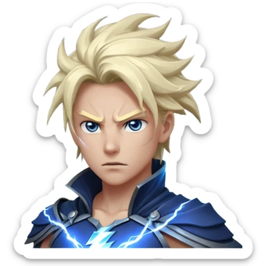 storm rider portrait, head and shoulders only, wind-swept hair, crackling lightning aura, storm clouds swirling behind, intense glowing eyes, epic fantasy vibe, 3D cartoon, mobile game icon style, clean background, no text, no watermark
 sticker