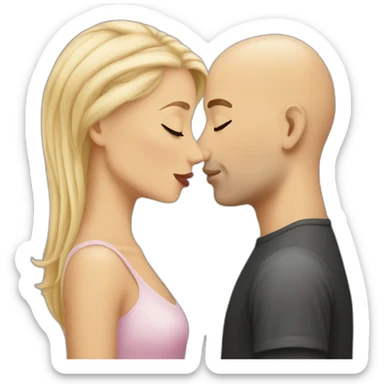 blond-hair-woman-and-bald-hair-man-kisses sticker