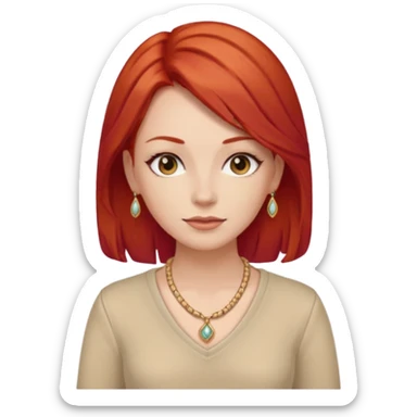lady-in-beige-clothes-,-red-hair,-wearing-necklace sticker