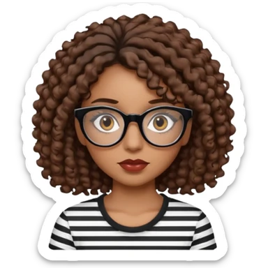 I want to describe me. I am a girl with brown hair amd curly hair. I have brown eyes and black glasses and long lashes with mascara. My lips are medium and my nose as well. I wear a white T-shirt  with black stripes sticker