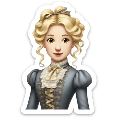 Wealthy Victorian girl with blonde hair weith ribbons very detailed and realistic sticker