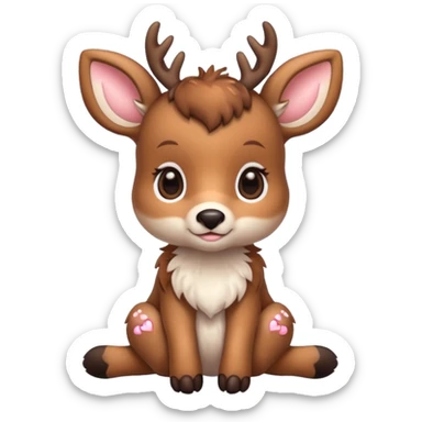 Baby deer with hearts  sticker