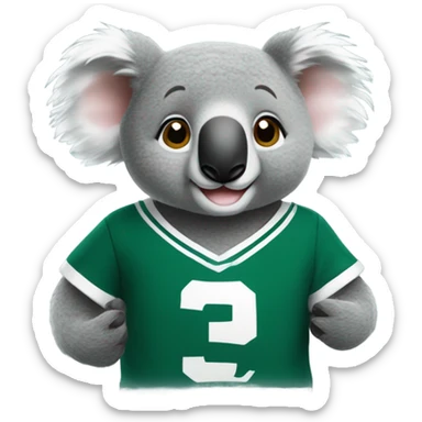A cute koala wearing a green and white Michigan State University shirt sticker