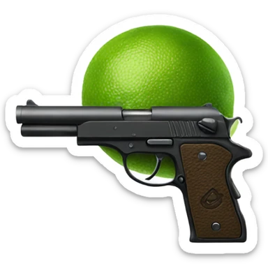 a lime with gun sticker