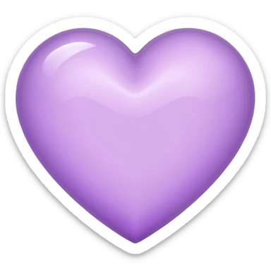A light purple heart emoji that has the same shape as a normal heart emoji and light reflecting is from the tip of the heart sticker